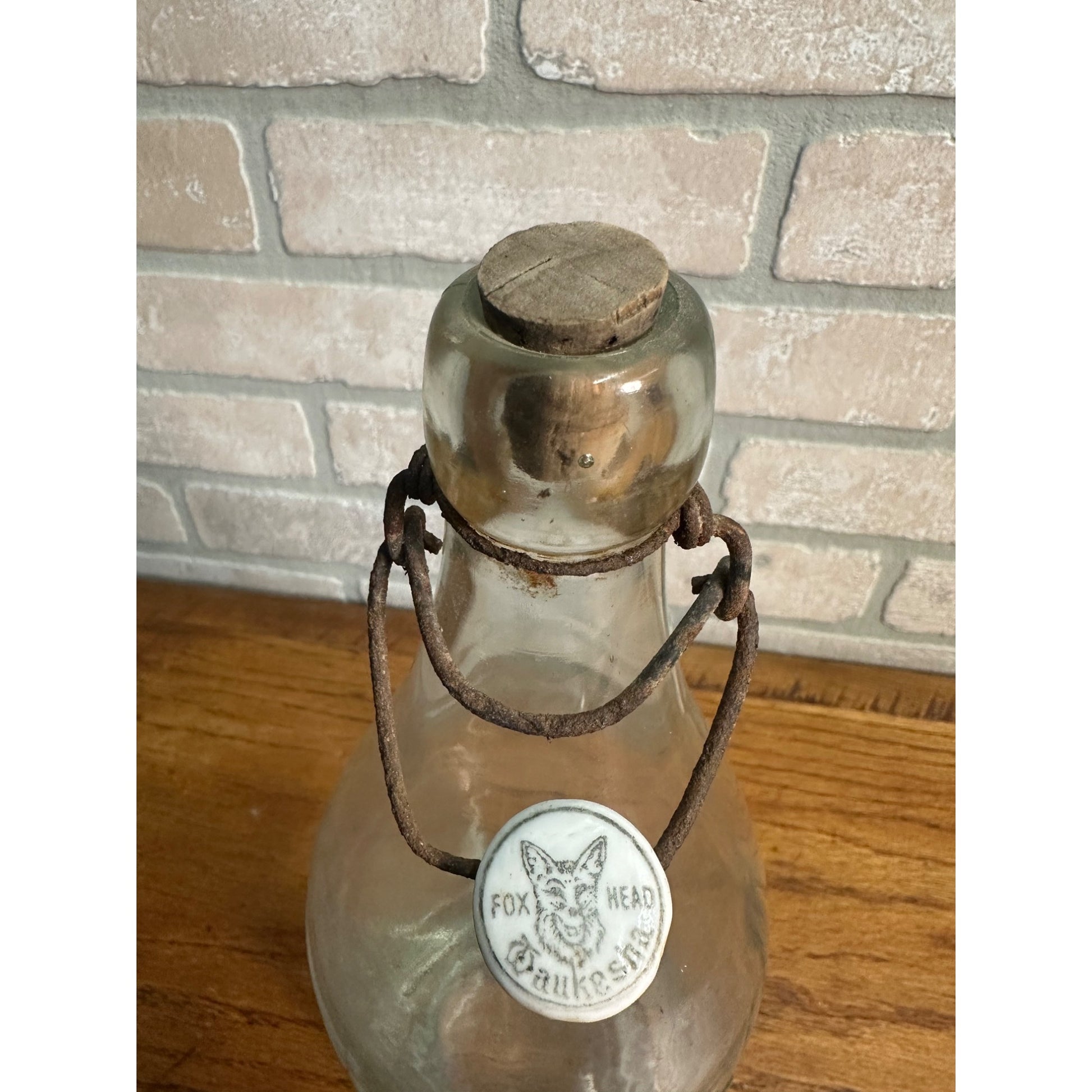 Waukesha Wi Fox Head Spring Blob Top Pre-Pro Beer Bottle With Enamel Stopper