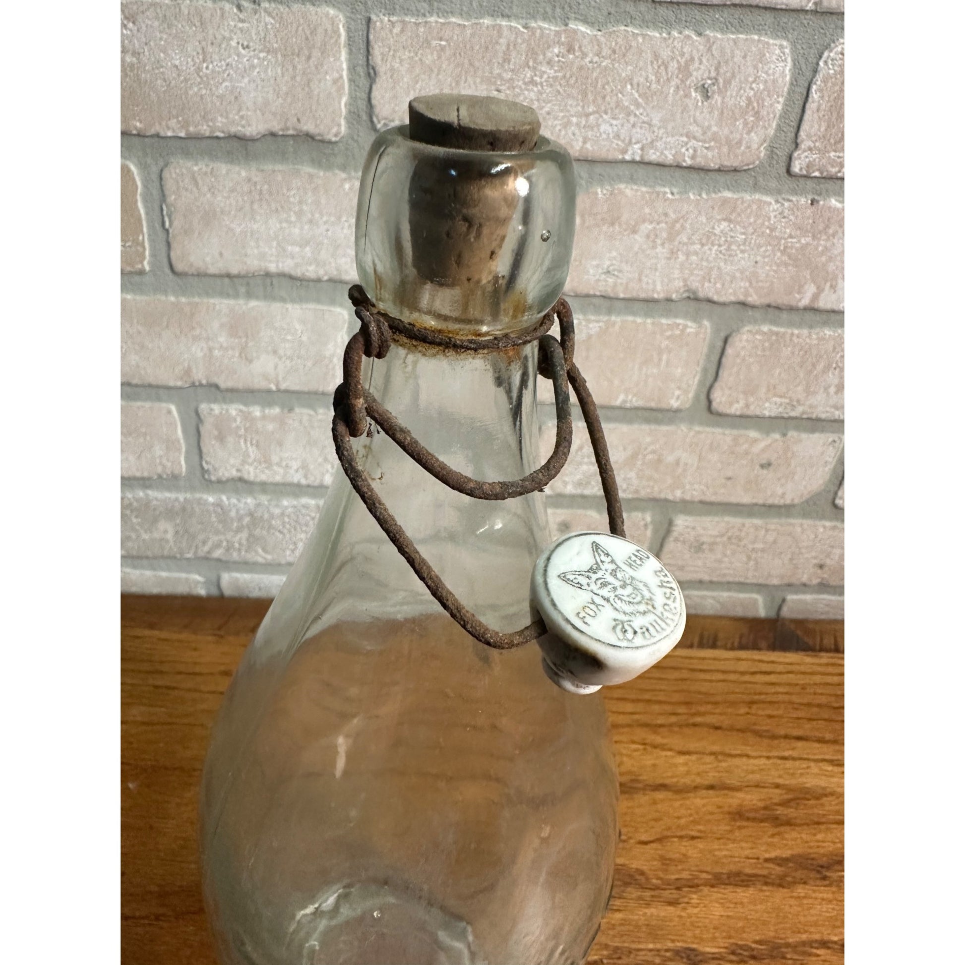 Waukesha Wi Fox Head Spring Blob Top Pre-Pro Beer Bottle With Enamel Stopper