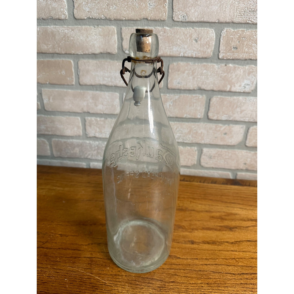 Waukesha Wi Fox Head Spring Blob Top Pre-Pro Beer Bottle With Enamel Stopper