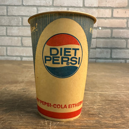 Vintage Diet Pepsi 7oz Come Alive Soda Promo Wax Paper Cup Pepsi Cola