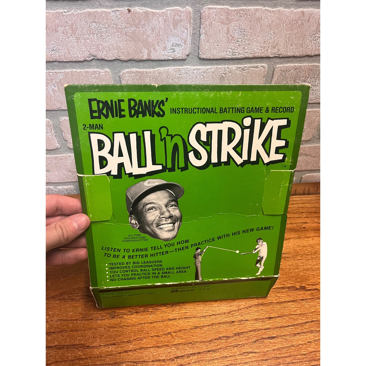 Ernie Banks Ball 'n Strike Batting Aid & Instruction Record Chicago Cubs 1970s