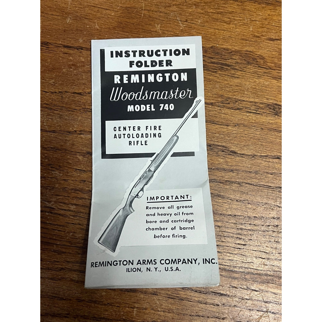 Remington Model 740 Woodsmaster Shotgun Instructions Folder