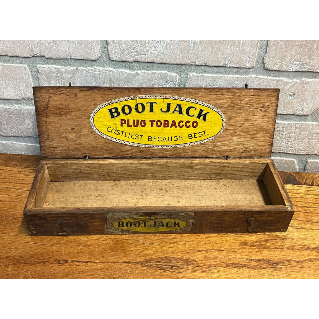 Vintage Antique Boot Jack Plug Tobacco Box EMPTY