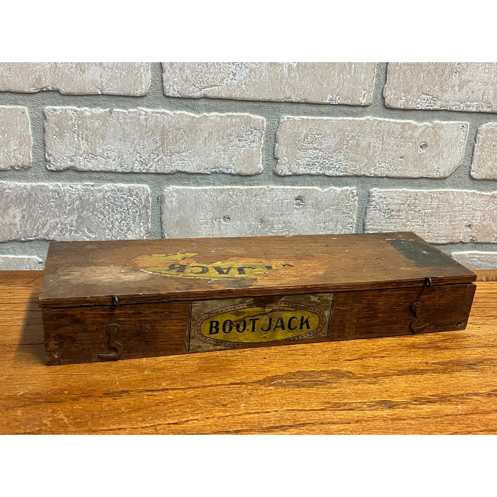 Vintage Antique Boot Jack Plug Tobacco Box EMPTY
