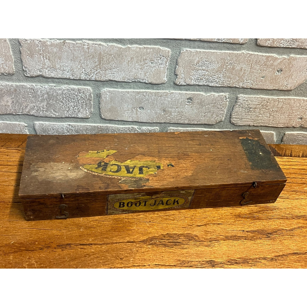 Vintage Antique Boot Jack Plug Tobacco Box EMPTY
