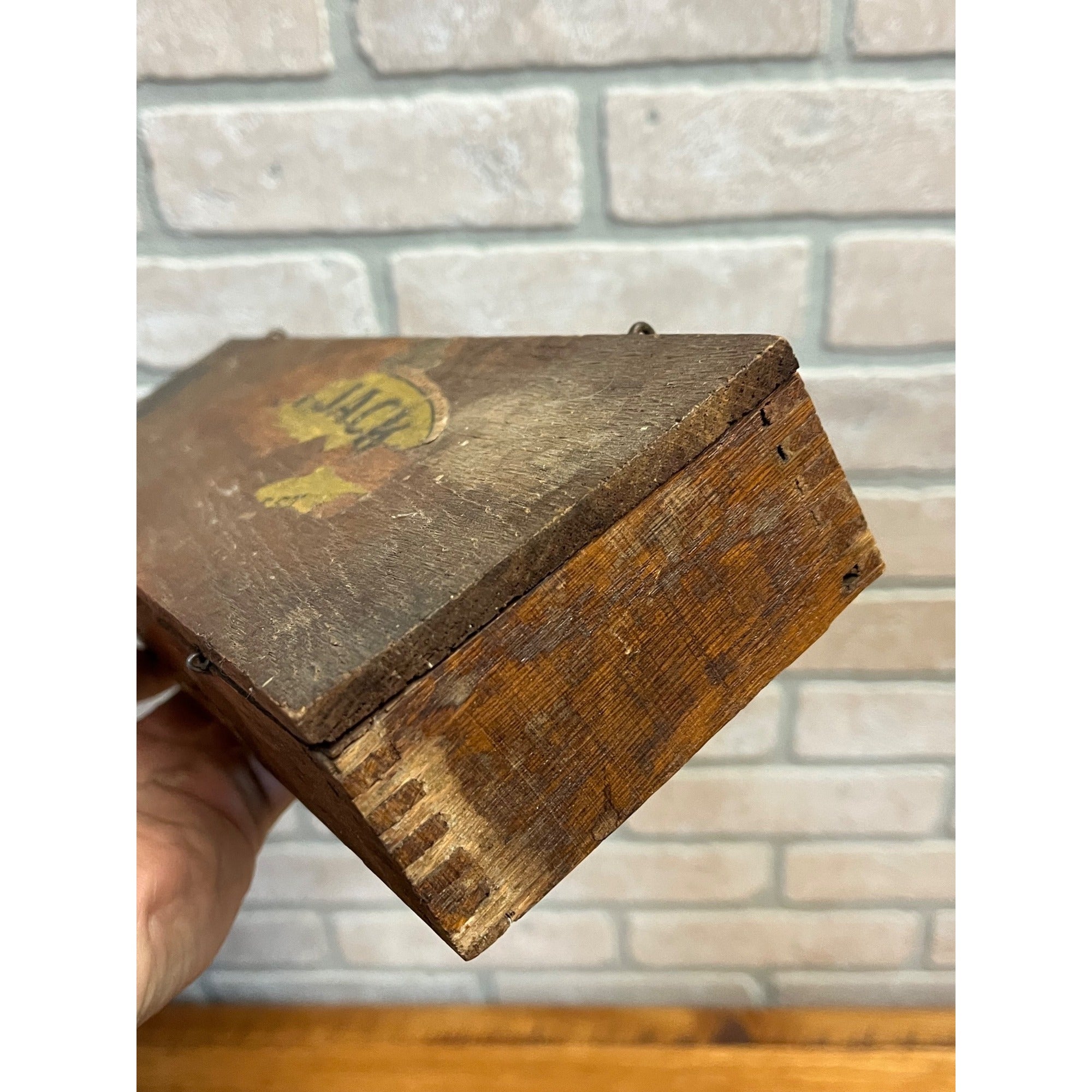 Vintage Antique Boot Jack Plug Tobacco Box EMPTY