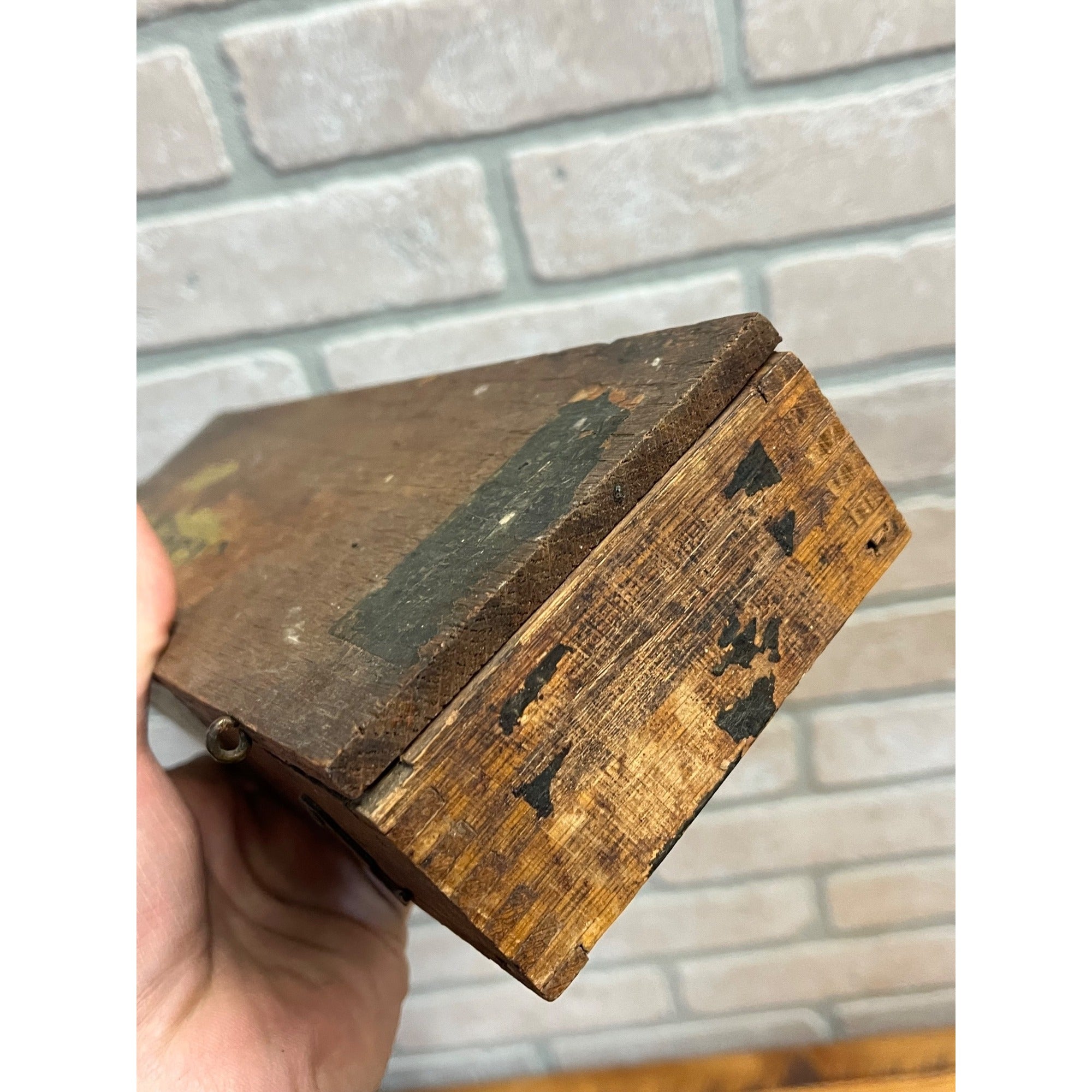 Vintage Antique Boot Jack Plug Tobacco Box EMPTY