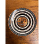 Vintage Hand-Painted Grecian Enamelware Souvenir Copper Wall Plate With Stylized Gazelles and Greek Key Border MCM