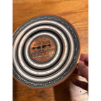 Vintage Hand-Painted Grecian Enamelware Souvenir Copper Wall Plate With Stylized Gazelles and Greek Key Border MCM