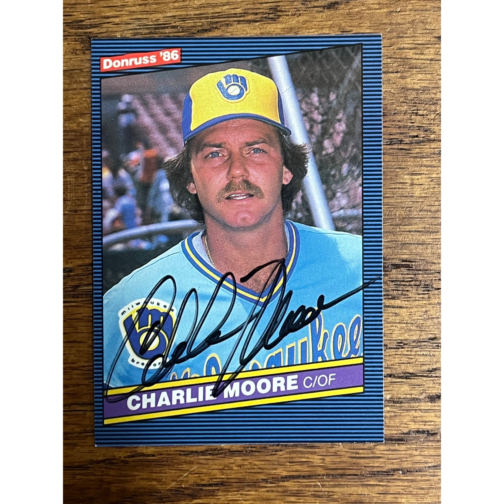 Charlie Moore Milwaukee Brewers Signed Autographed Donruss 1986 Baseball Card