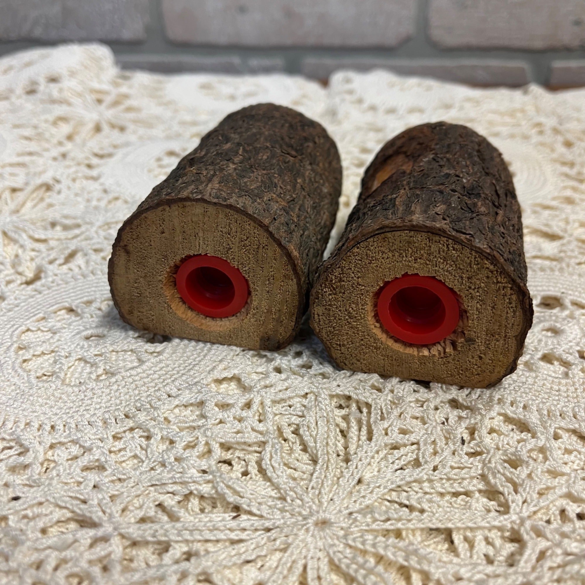 Vintage Salt and Pepper Shakers Wooden Log Kitschy Deer MCM Retro Cabin Decor