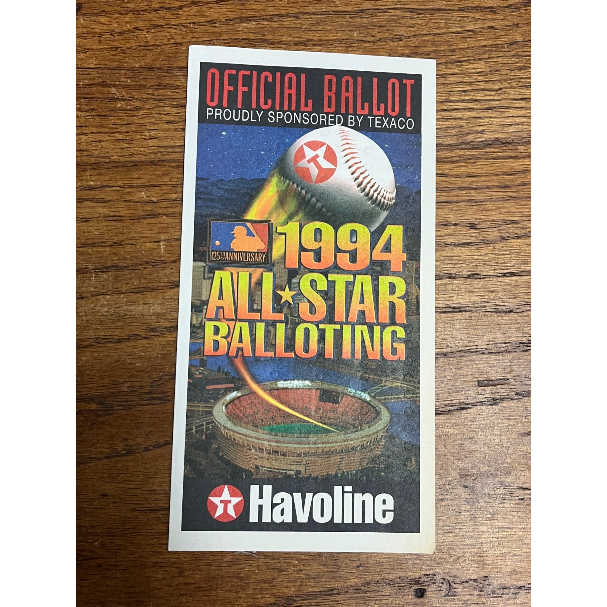 Vintage 1994 Official MLB All-Star Voting Ballot Unused - Pittsburg Pirates