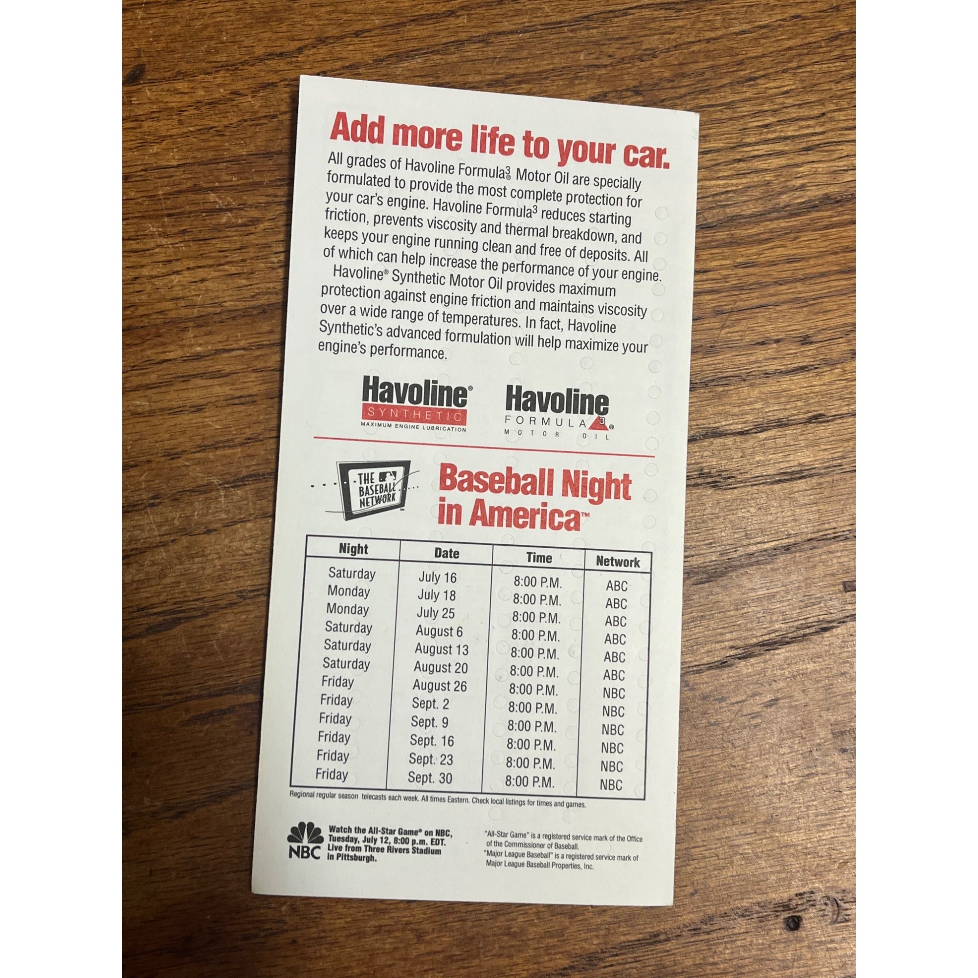 Vintage 1994 Official MLB All-Star Voting Ballot Unused - Pittsburg Pirates