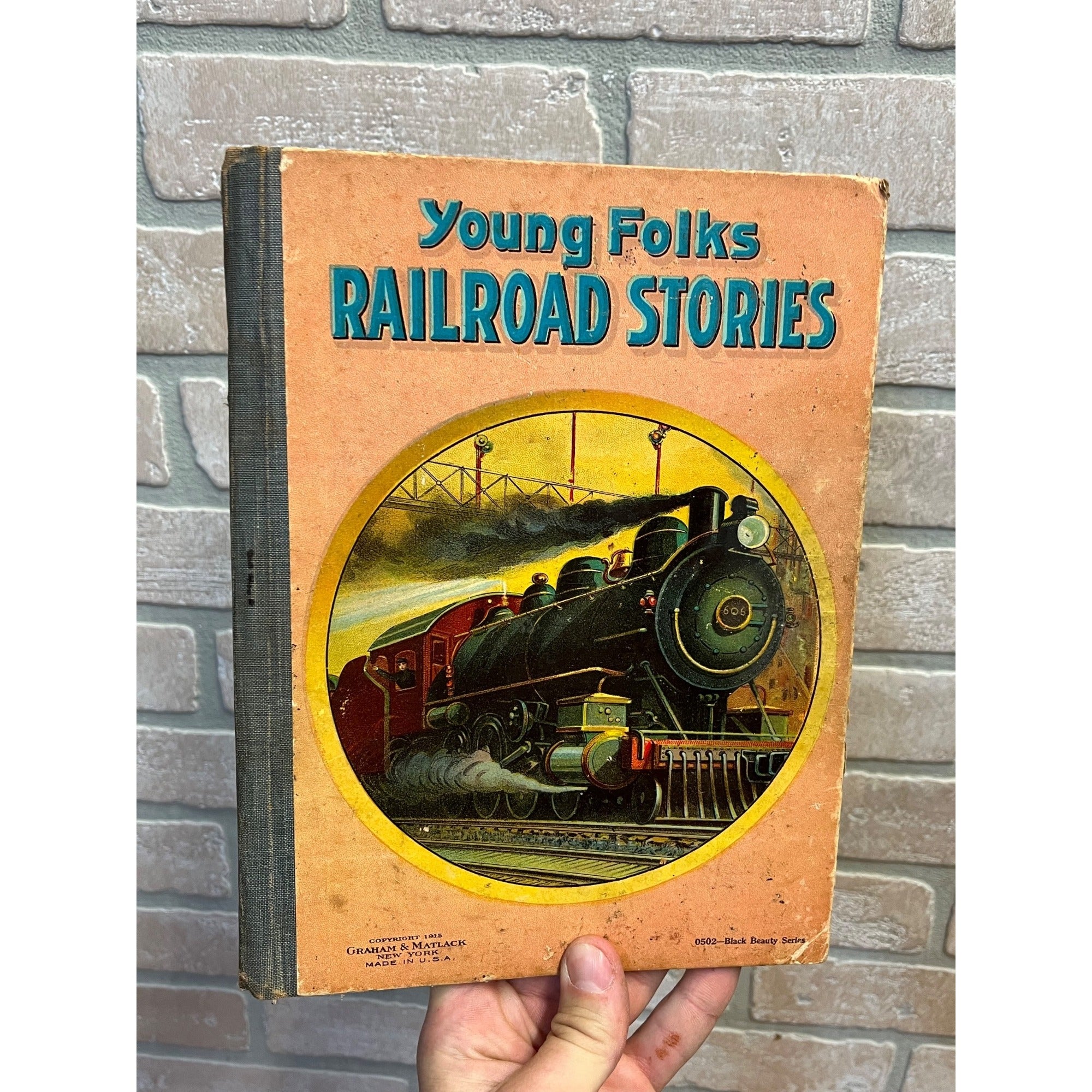 1915 Young Folks Railroad Stories Book. Charles E. Graham & Co. RARE Antique