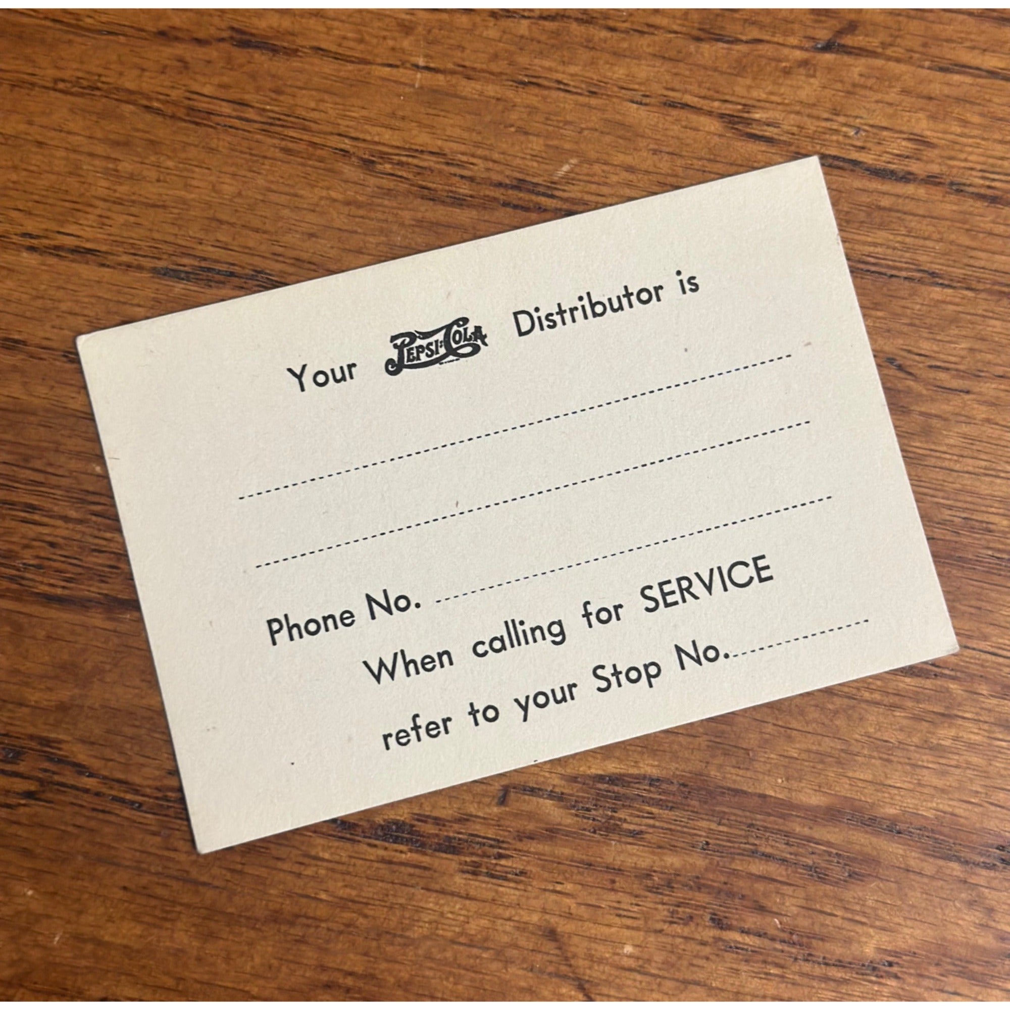 RARE Vintage 1940s Pepsi Cola Advertising Distributor Promo Card Double Dot