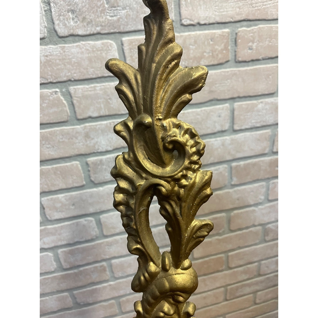 Vintage Cast Aluminum Rococo Wall Pocket Gold French Floral Planter Hanging