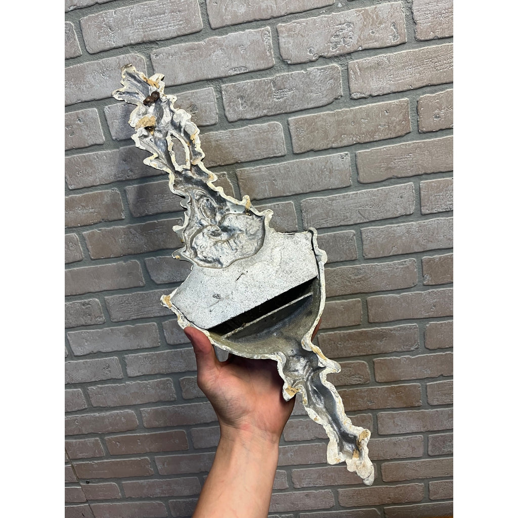 Vintage Cast Aluminum Rococo Wall Pocket Gold French Floral Planter Hanging