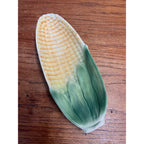 1950s Cardinal USA Majolica Corn Shaped Relish Serving Dish Ceramic 11 X 4 1/2"