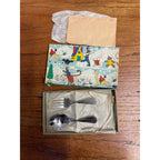 Vintage Baby's First Spoon and Fork in Circus Theme Presentation Box Sold by Gimbel's Department Store Milwaukee, WI 1933