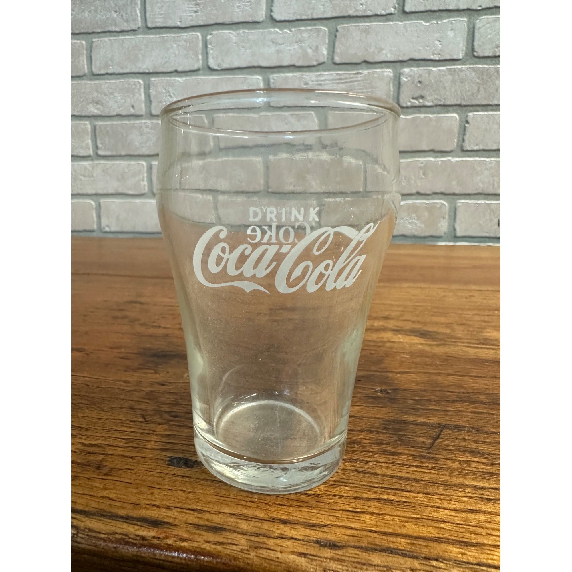 Vintage Drink Coca Cola Enjoy Coke Soda Fountain Glass Advertising