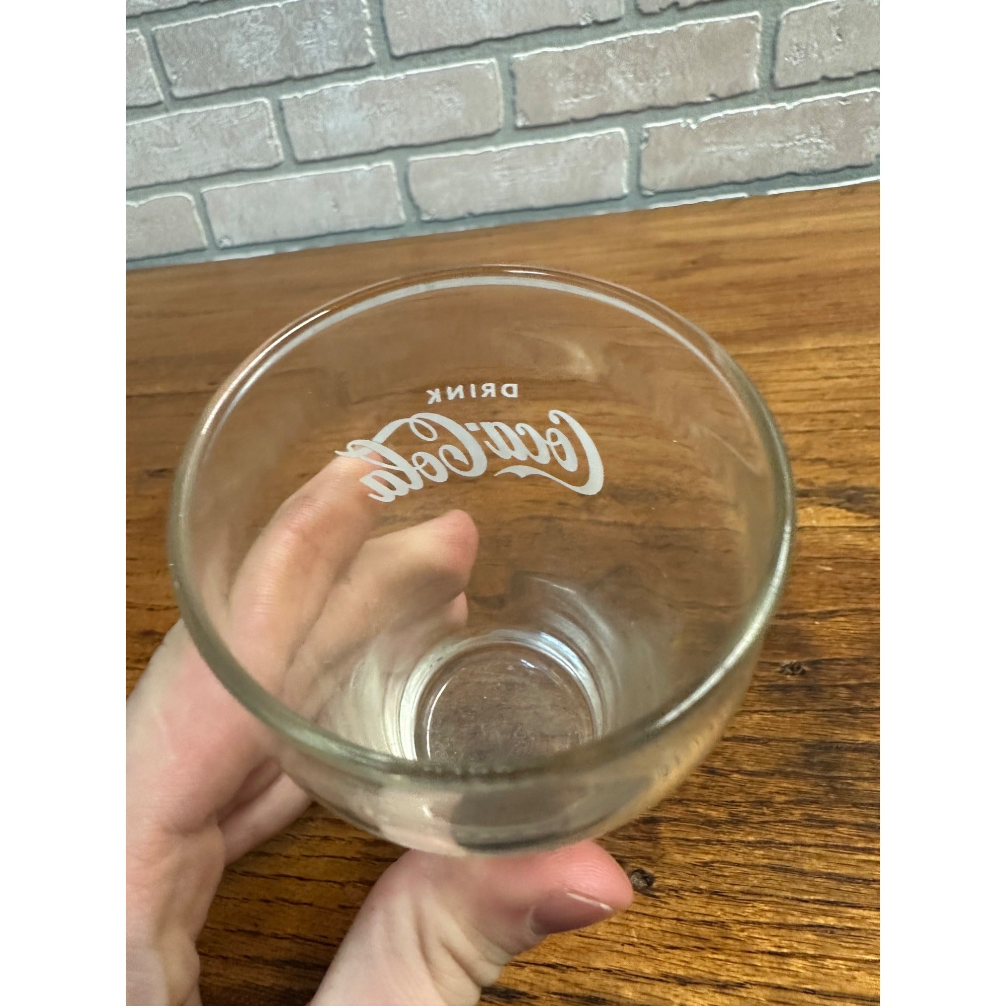 Vintage Drink Coca Cola Enjoy Coke Soda Fountain Glass Advertising