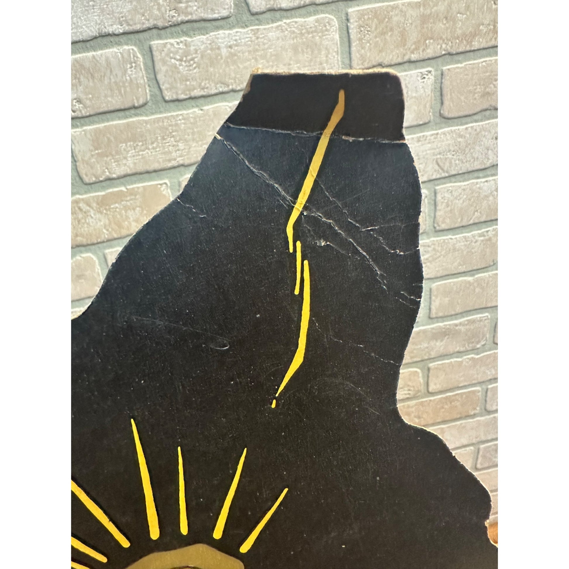 Vintage 1930s Halloween Diecut Large Surprised Black Cat Head Dennison