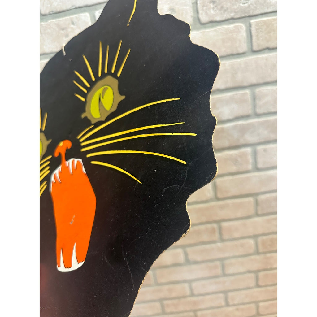 Vintage 1930s Halloween Diecut Large Surprised Black Cat Head Dennison