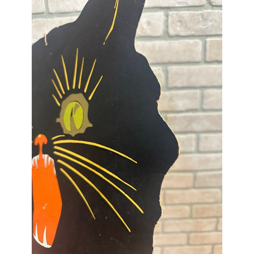Vintage 1930s Halloween Diecut Large Surprised Black Cat Head Dennison