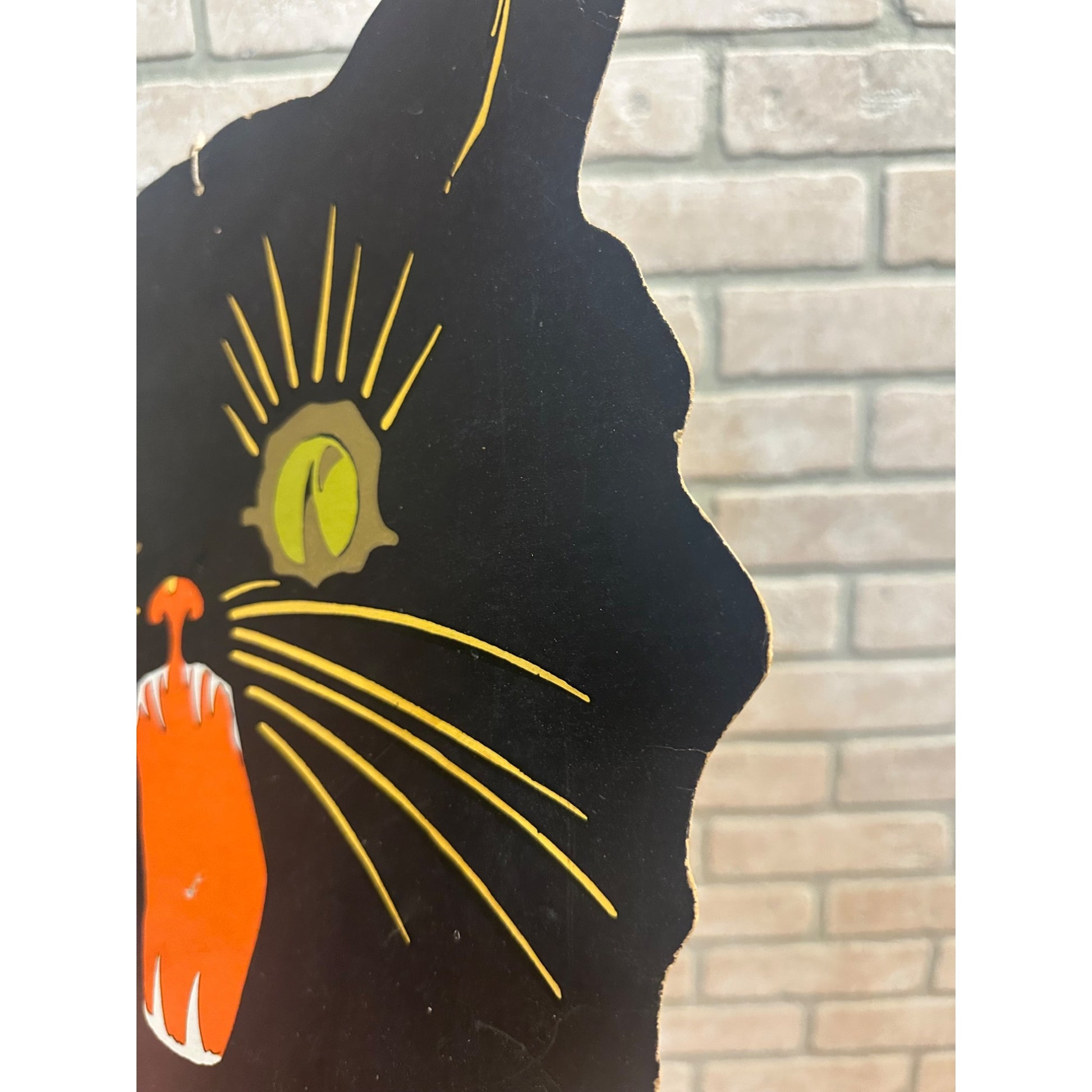 Vintage 1930s Halloween Diecut Large Surprised Black Cat Head Dennison