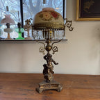 Antique Victorian John Scott Duplex Cherub Banquet Oil Lamp Original 1900s