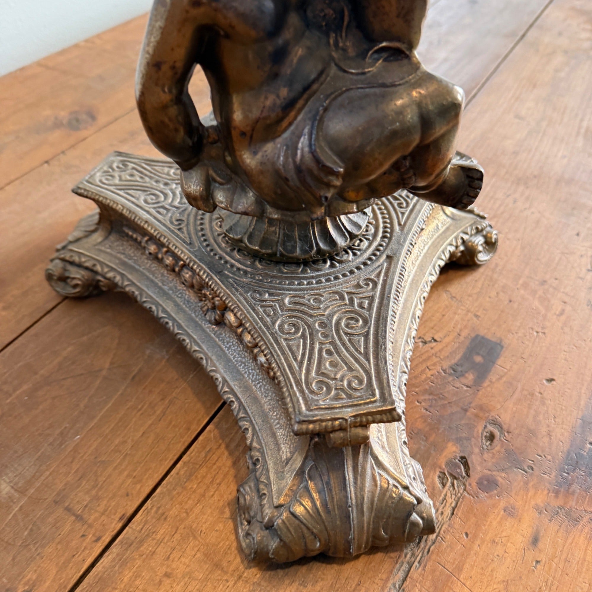 Antique Victorian John Scott Duplex Cherub Banquet Oil Lamp Original 1900s