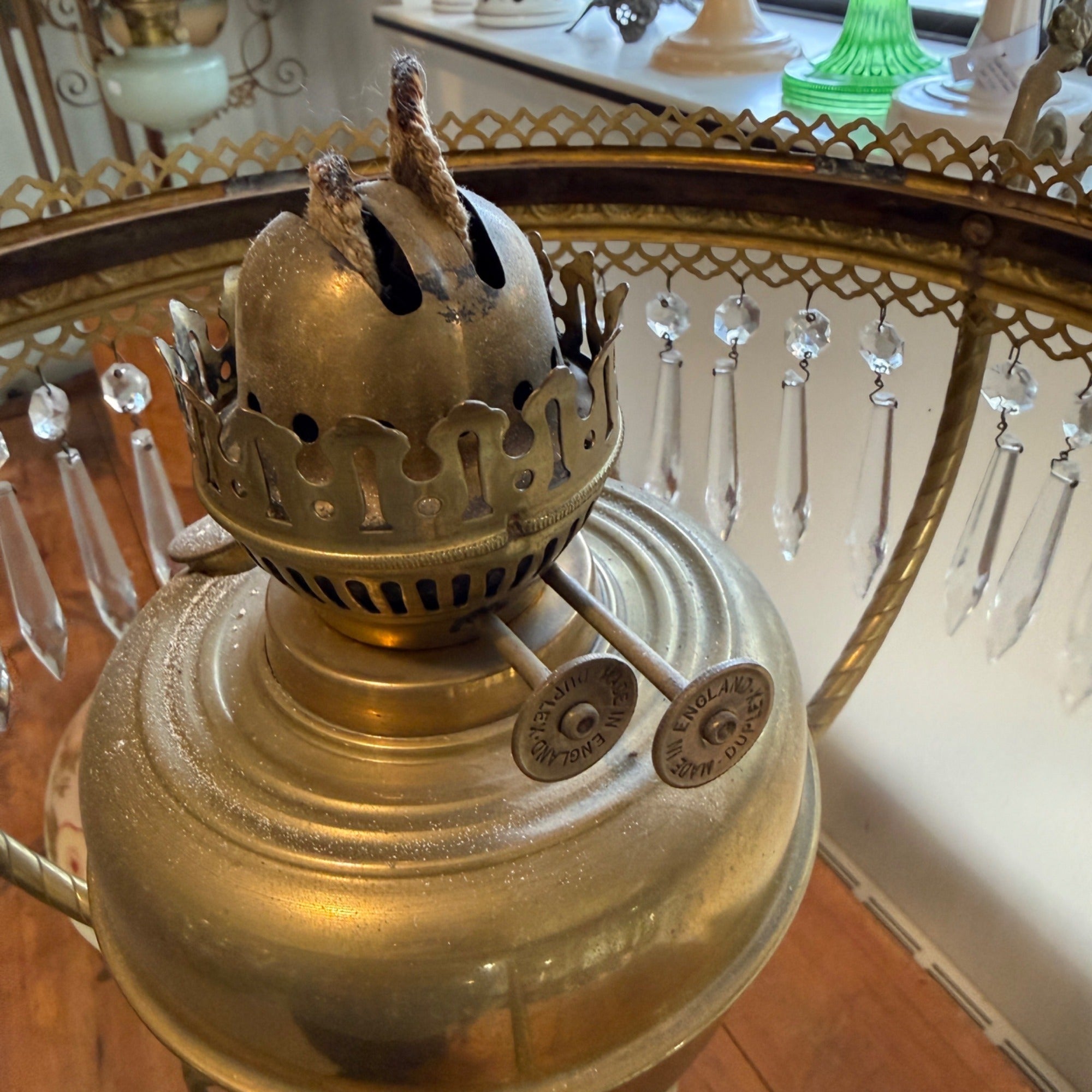 Antique Victorian John Scott Duplex Cherub Banquet Oil Lamp Original 1900s