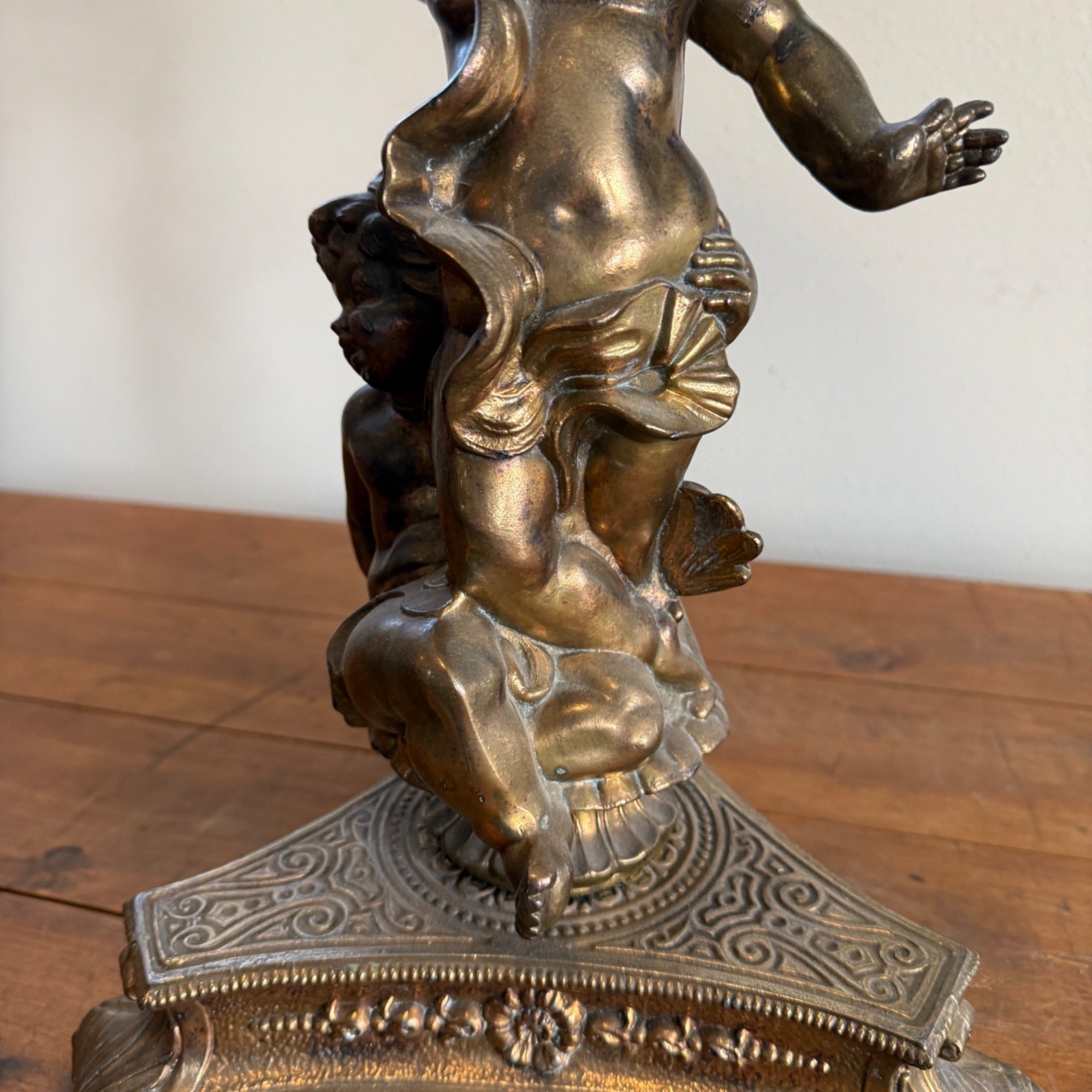 Antique Victorian John Scott Duplex Cherub Banquet Oil Lamp Original 1900s