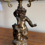 Antique Victorian John Scott Duplex Cherub Banquet Oil Lamp Original 1900s