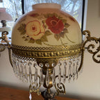 Antique Victorian John Scott Duplex Cherub Banquet Oil Lamp Original 1900s