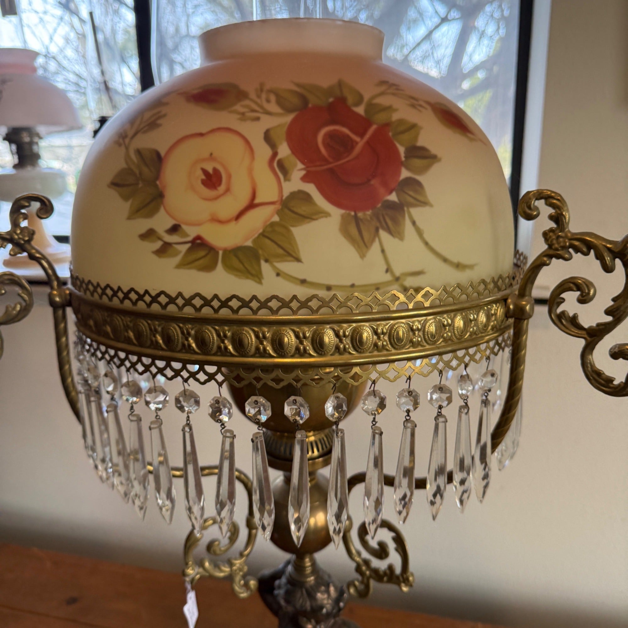 Antique Victorian John Scott Duplex Cherub Banquet Oil Lamp Original 1900s