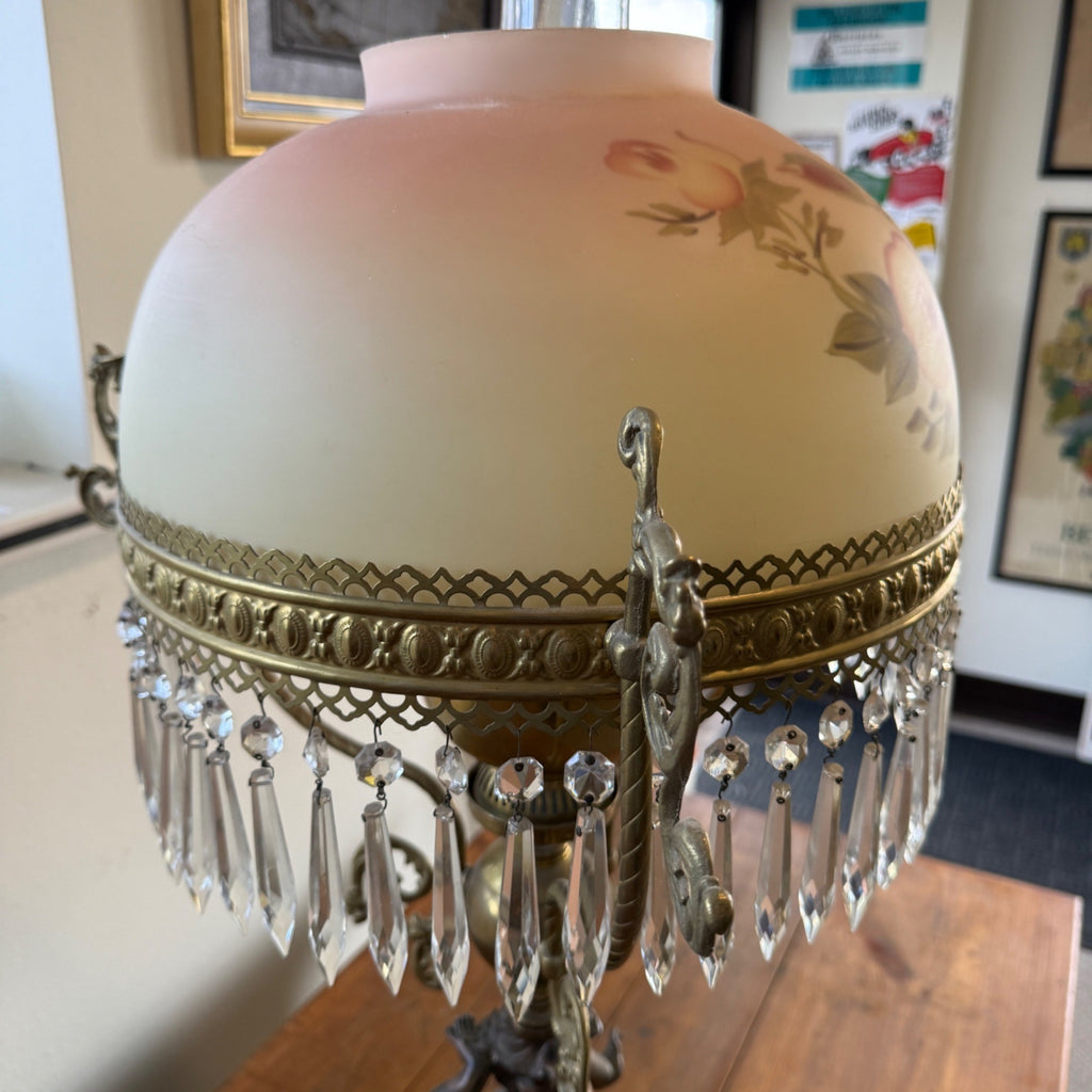 Antique Victorian John Scott Duplex Cherub Banquet Oil Lamp Original 1900s