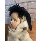 Vintage Eskimo Inuit Doll Composite Head w/ Soft Cloth Body 1940s-50s