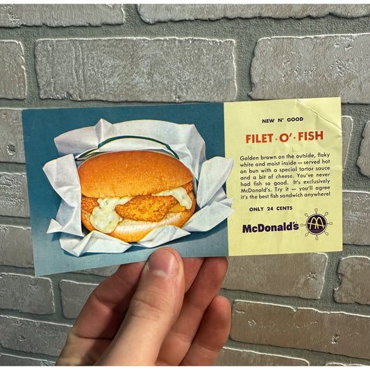 RARE Vintage 1965 McDonalds Filet-O-Fish Sandwich New Promo Ad 24 Cents