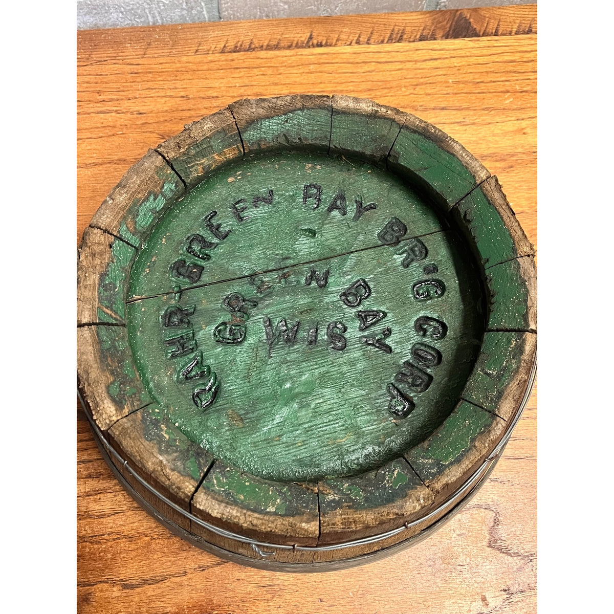 RARE Pre-Prohibition Rahr Brewing Co. Green Bay Wis Beer Barrel Keg Head WI