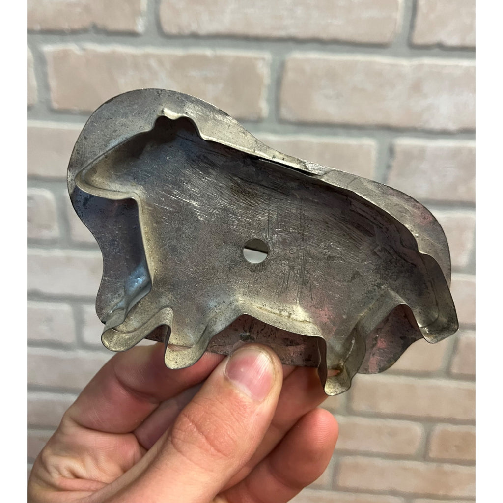 Antique Vintage Primitive Farm Animal Tin Metal Cookie Cutter Soldered Handle