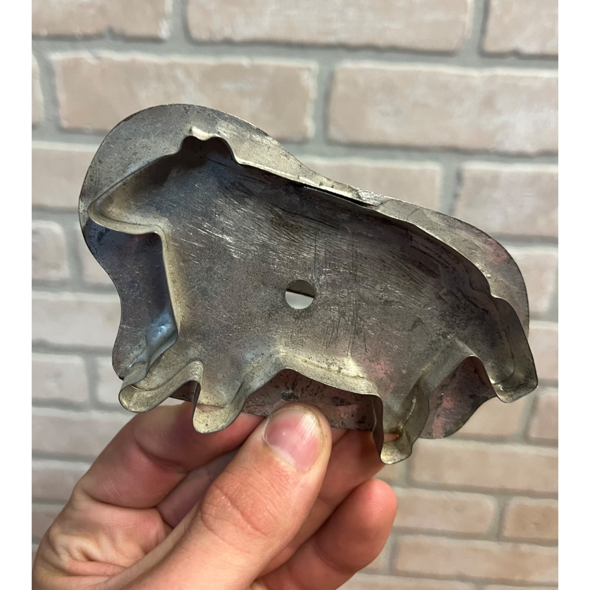 Antique Vintage Primitive Farm Animal Tin Metal Cookie Cutter Soldered Handle