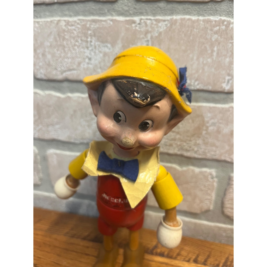 Vintage 1940s Ideal Toy Wooden Jointed Pinocchio Doll Walt Disney 8" Tall