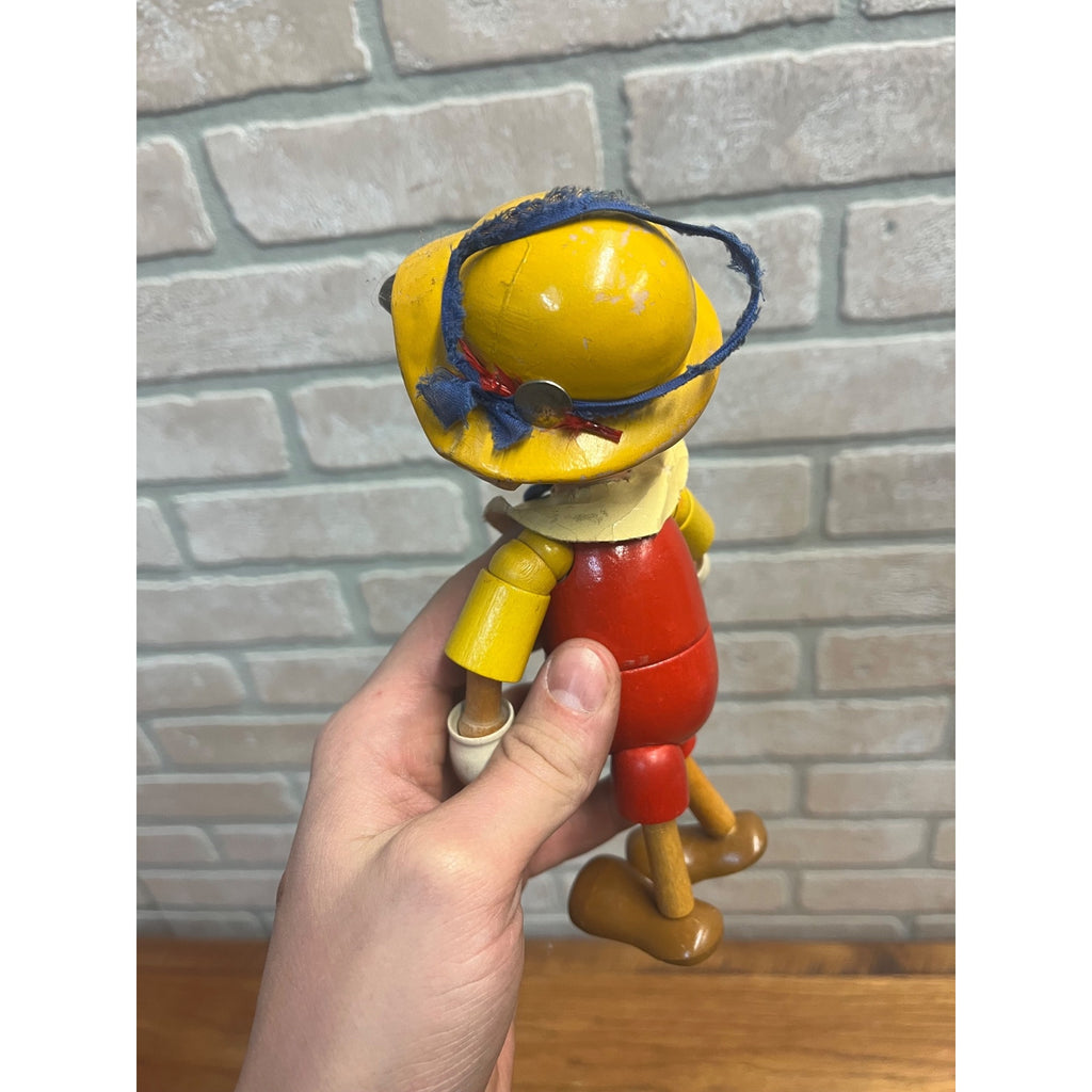 Vintage 1940s Ideal Toy Wooden Jointed Pinocchio Doll Walt Disney 8" Tall
