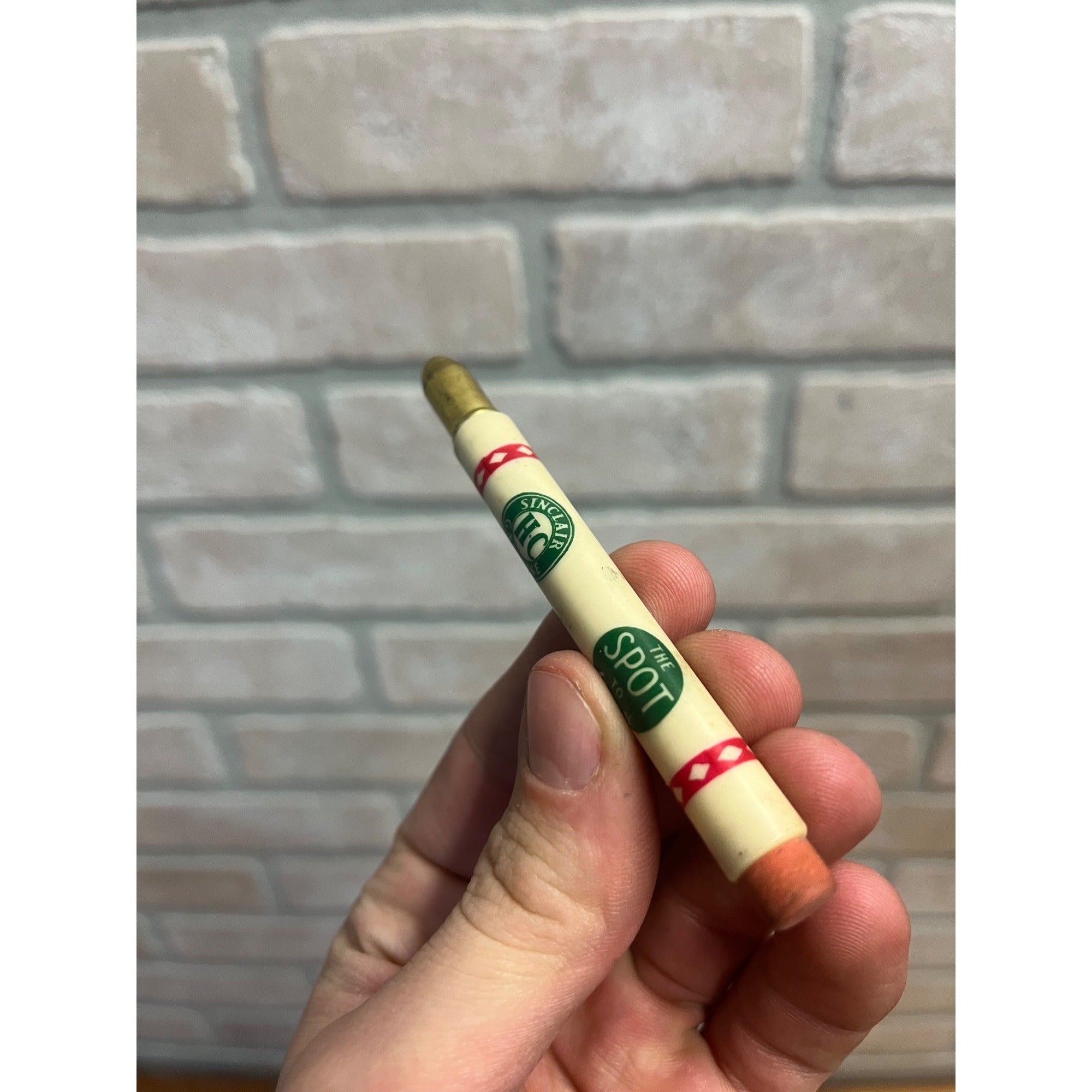 Vintage Sinclair Gasoline Service Station Bullet Pencil Waupun Wis Wisconsin WI