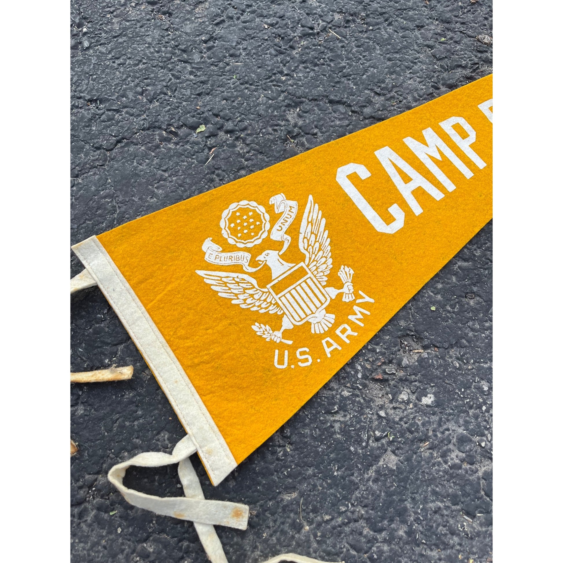Vintage 1950s Camp Rucker Alabama US Army Felt Pennant Banner 26" Flag Decor
