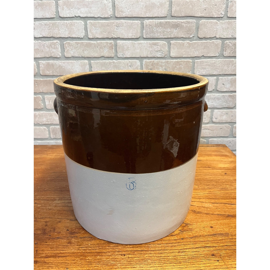 Antique 2-Tone 6 Gallon Stoneware Crock Excellent Condition
