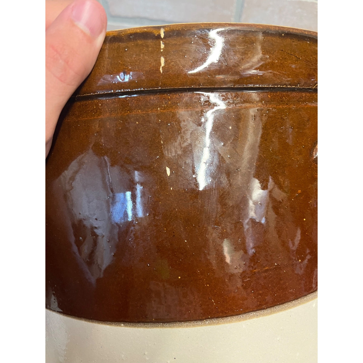 Antique 2-Tone 6 Gallon Stoneware Crock Excellent Condition