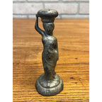 Antique Victorian Woman Figural Powder Pounce Pot Shaker or Hat Pin Holder