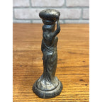 Antique Victorian Woman Figural Powder Pounce Pot Shaker or Hat Pin Holder
